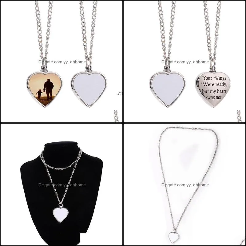 sublimation pendant thermal transfer printing necklace urn memorial necklaces white diy lovers heart ornament with sublimated paf11981