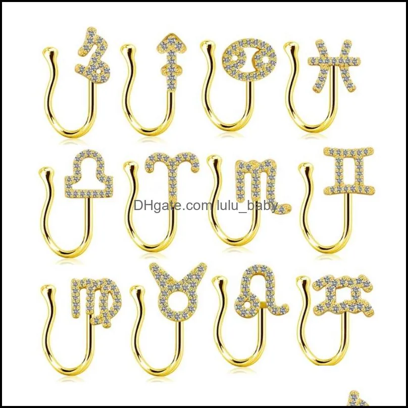 constellations copper clip on nose ring kit 12 constellation cz body nose clips