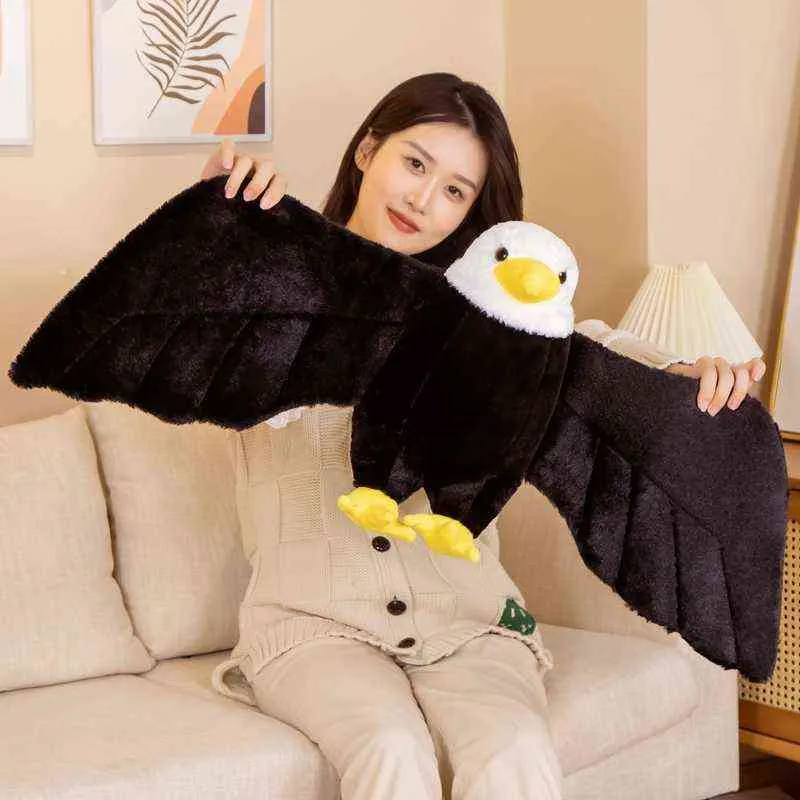 40cm Cute Simulation Spread Wings Eagle Plush Toys Kawaii Plushie Stuffed Soft Lifelike Animal Bird Toys Creative Birthday Gift J220729