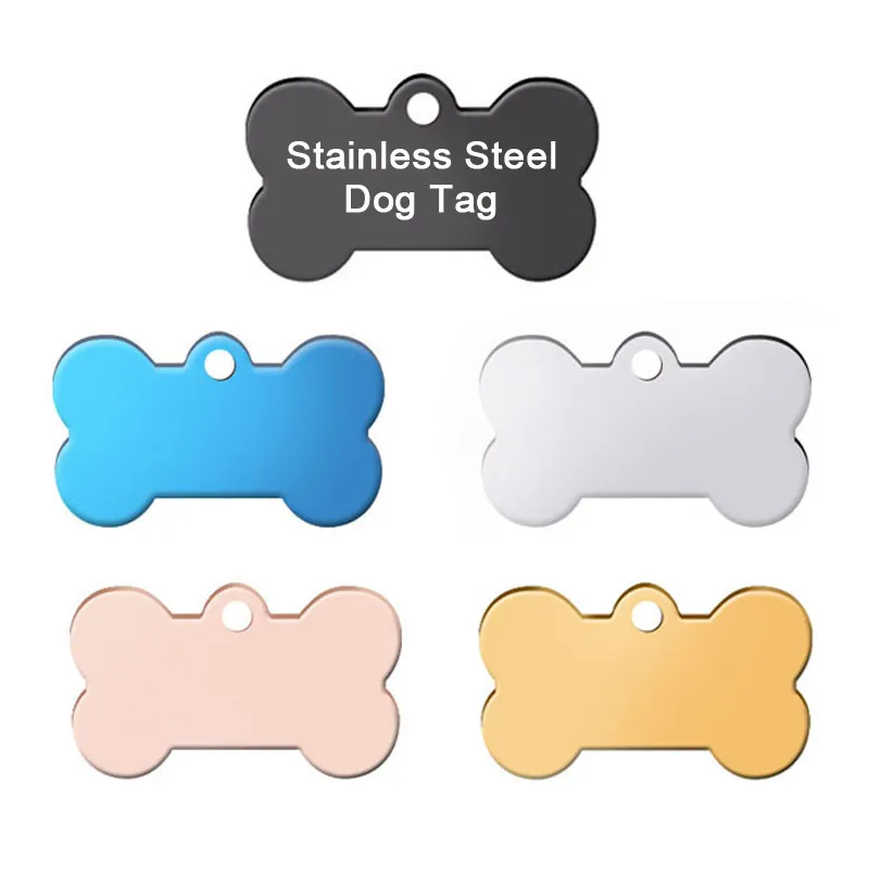 Wholesale 100Pcs Stainless Steel Bone Identity Card Personalized Dog ID Tags Pet Supplies Customized Laser Cat Puppy Y200917