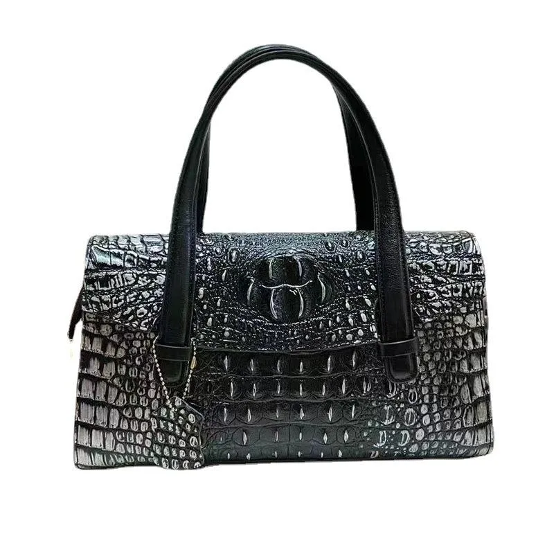 Evening Bags Embossed Alligator Print Handbag First Layer Leather One-Shoulder Crossbody Square Bag European And American Fashion Ladies