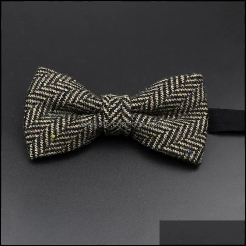 neck ties brand wool bowtie woven plaid stripped formal bow tie brown grey butterfly mens wedding party dress shirt suit accessories