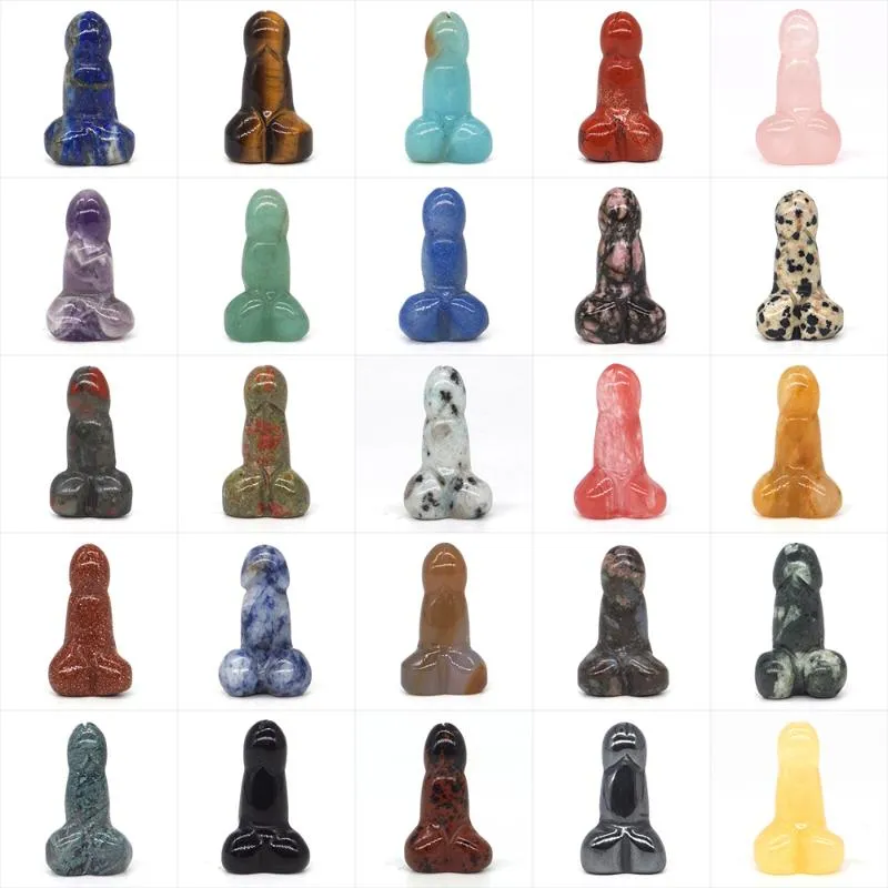 Dekorative Objekte Figuren Großhandel 1" Mini Penis Statue Natürlicher Edelstein Kristall Reiki Heilung Polierter Quarz Home Decor Sammeln