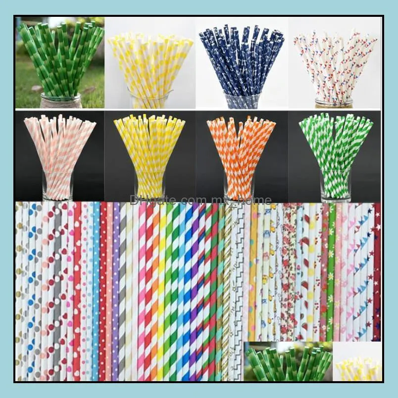 paper drinking straw biodegradable paper straws party event hawaiian holidays luau sticks ktv drinking straws multi color 25pcs/lot