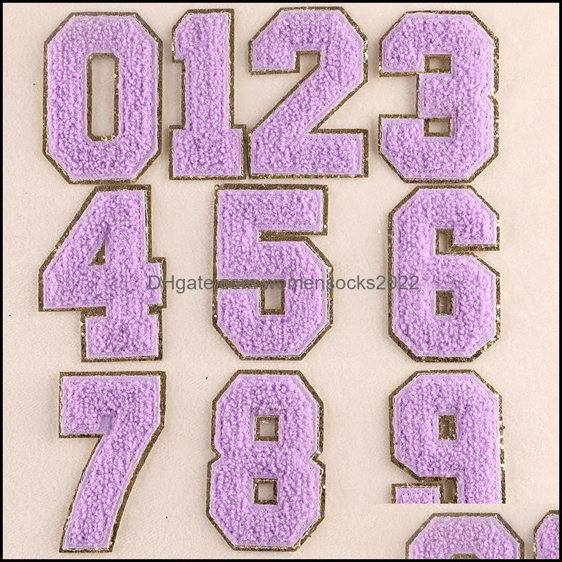 Sewing Notions Pink 0-9 Number Chenille Patches 3 Inch Sew or Iron On Clothing Embroidery Appliques DIY Clothes Garment Accessories 8