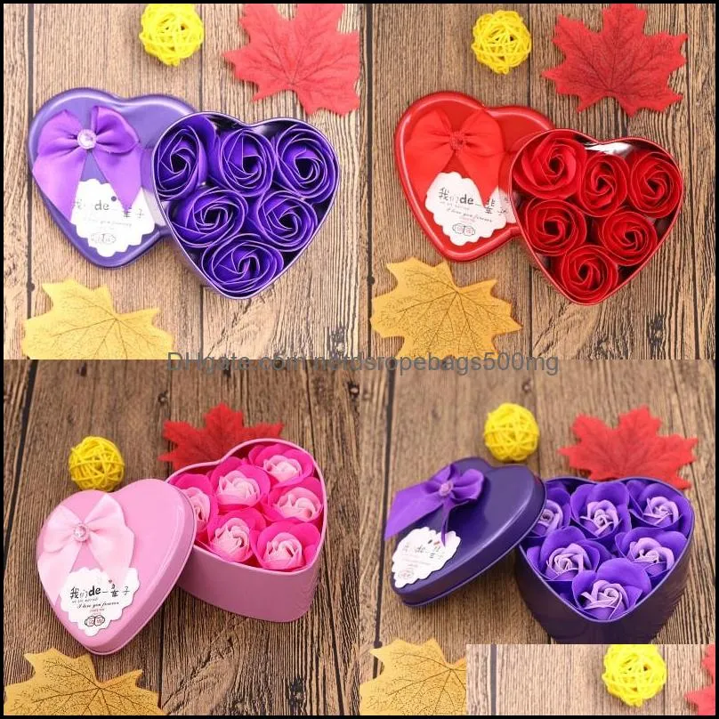 Fashion Soap Flowers Practical Rose Love Heart Shaped Box Woman Man Soap Flower Valentine`s Day Present 2 68ad K2
