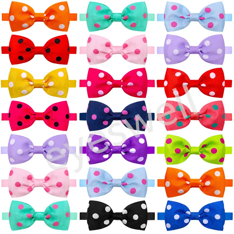 Dog Apparel Accessory Bowties Adjustable Polka Dot Cats Dogs Collar Bowtie Pets Grooming Products Supply