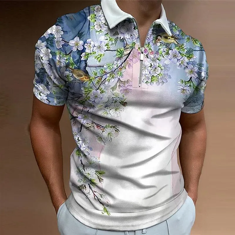 Heren Polos Rose Flower Shirt Men Summer Streetwear heren shorts mouw zakelijke kleding luxe tee merk korte polosmen's mannen's mannen