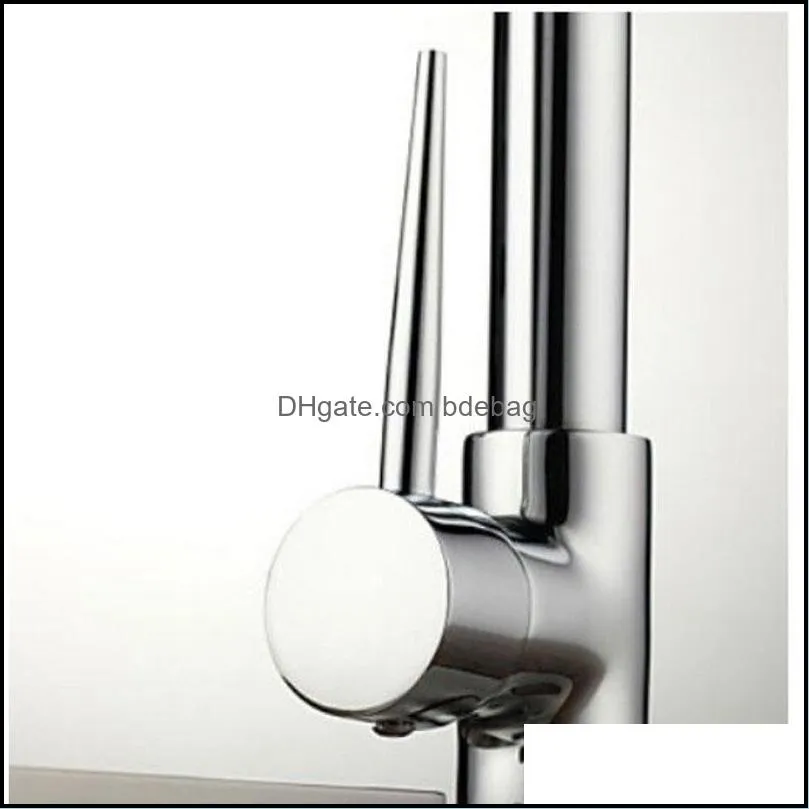 Wholesale And Retail Luxury Chrome Brass Kitchen Faucet Srping Style Vessel Mixer Tap Dual Sprayers Swivel Spout
