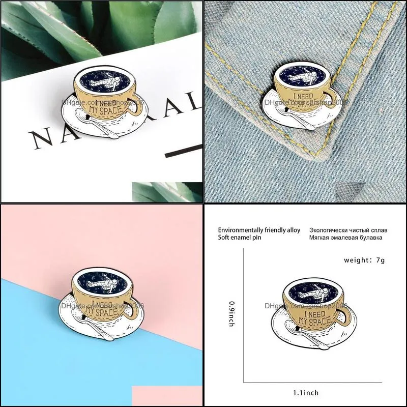 Coffee Cup Enamel Pin Life Lovers Badge Brooch Lapel Denim Jeans Shirt Bag Cartoon Jewelry Creative Gift For Friends