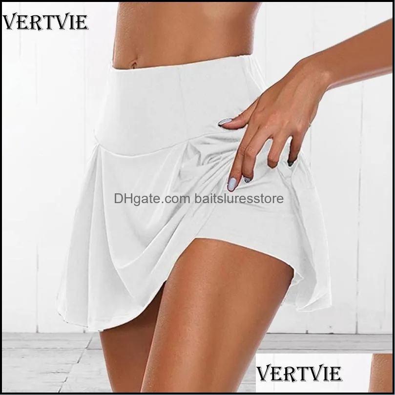 VERTVIE Summer Running Shorts Women 2 In 1 Quick Dry Yoga Shorts Gym Loose Sport Breathable Tennis Skirt Girls Pantskirt