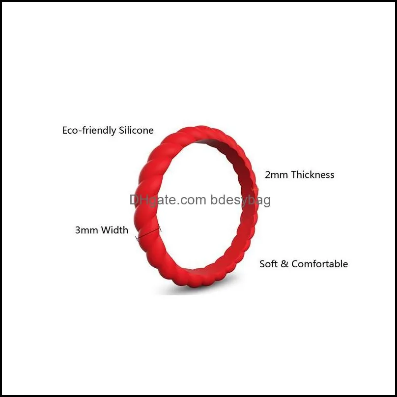 cluster rings 3/7/10pcs/set female soft sports & outdoors silicone finger ring women 3mm thin braided rubber wedding bands
