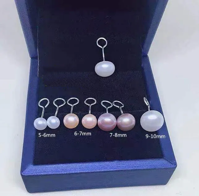 925 Zilver geen oorblok 6-7-8-9-10 mm Pearl Stud Freshwater Pearl-oorbellen Wit roze dame/meisje Fashion sieraden