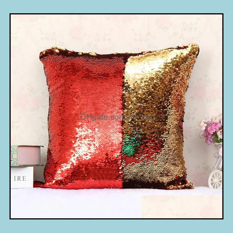 two-color sequins pillow case mermaid pillow covers home sofa car decor cushion christmas decoration 27 style free shipping 40*40cm