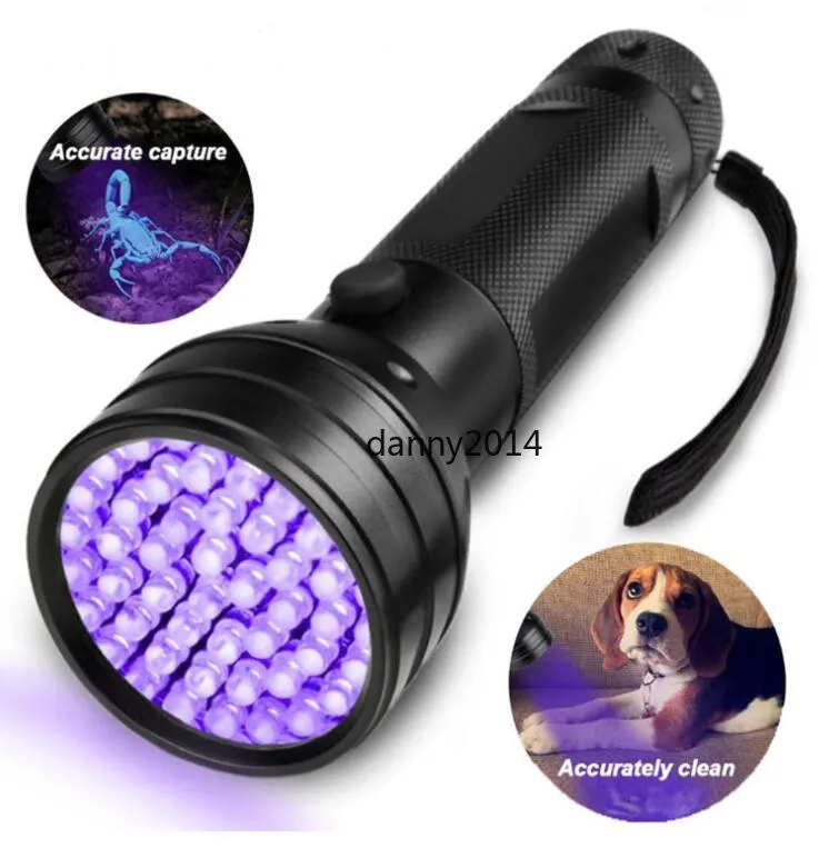 Hög quailty 51 UV-ultraviolett LED-lampan Violett Blacklight Black Light Torch 395 NM Aluminium Shell UV-facklampor