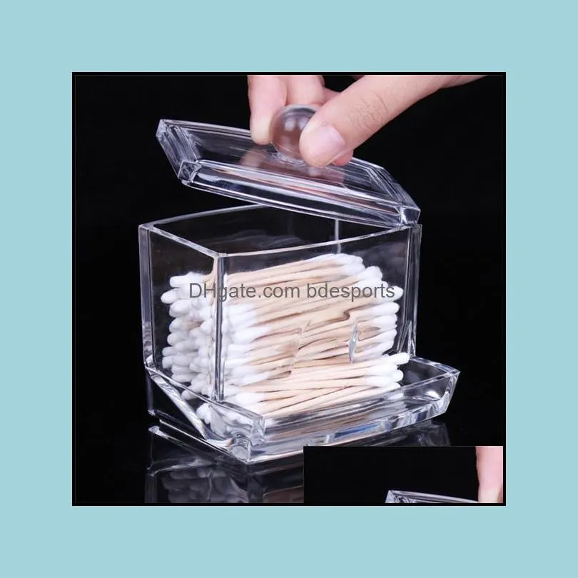 Acrylic cotton swab storage box portable transparent cosmetic pad container jewelry