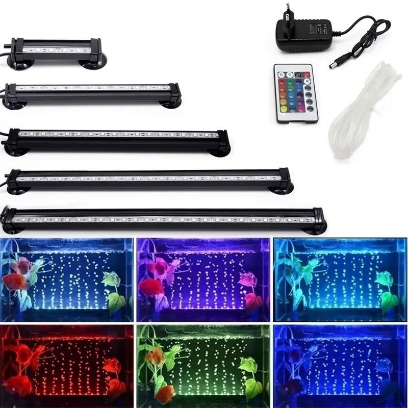 12CM 5050 RGB LED rium Light Fish Tank Submersible tic Air Bubble Oxygenation Lamp EU US Plug Y200917