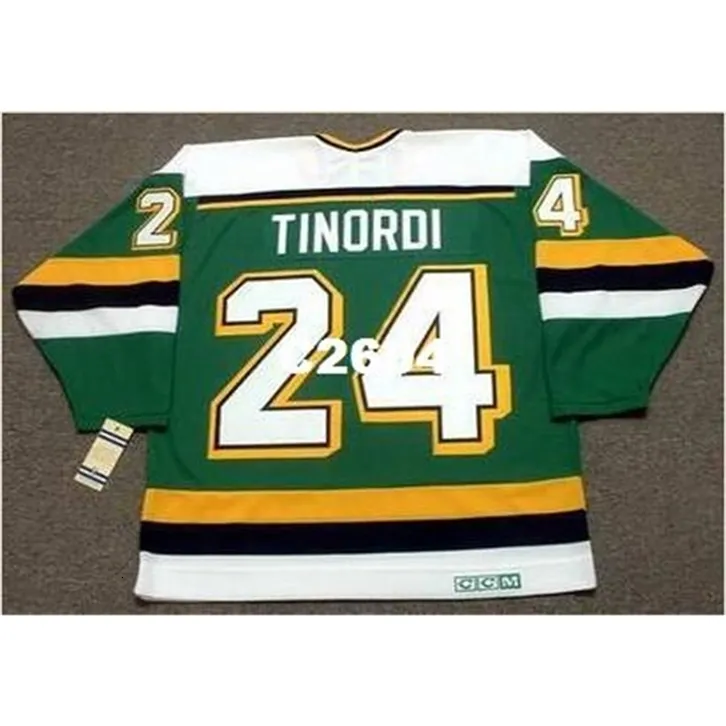 Chen37 Men #24 Mark Tinordi Minnesota North Stars 1989 CCM Vintage Retro Home Hocey Jersey أو Custom أي اسم أو رقم Retro Jersey