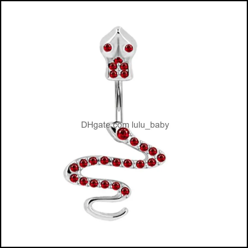 snake belly button ring cz crystal surgical stainless steel navel rings 14g piercing body jewelry