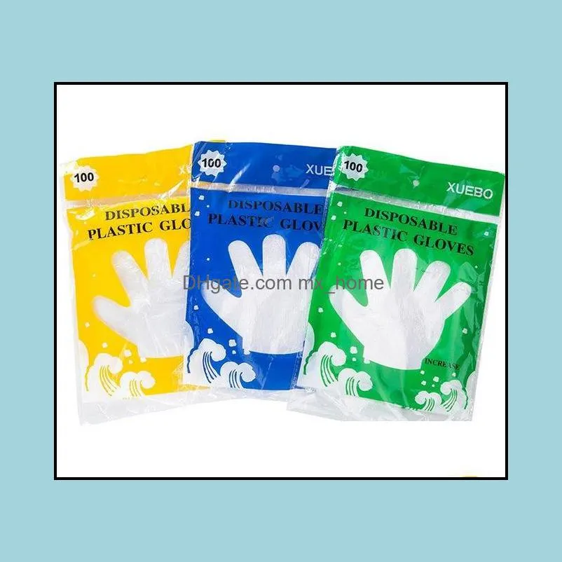 PE engångshandskar oljesäker vattentät transparenta handskar MTI -funktion Lätt att använda vantar för hemrengöring 2021 Tabell ERS -kit