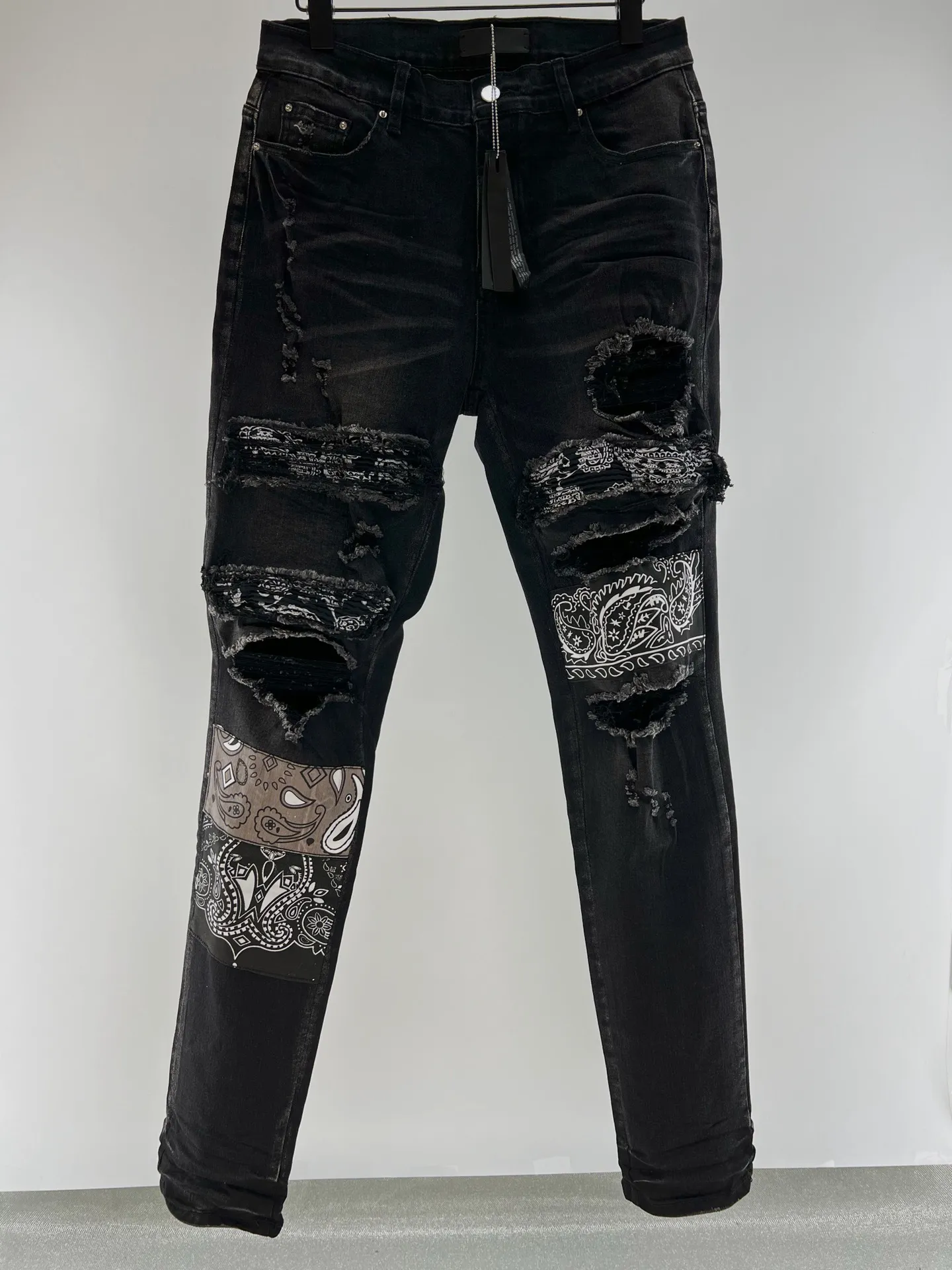 Jeans de moto déchirés de styliste pour hommes, pantalons crayon skinny, de haute qualité, vêtements de luxe