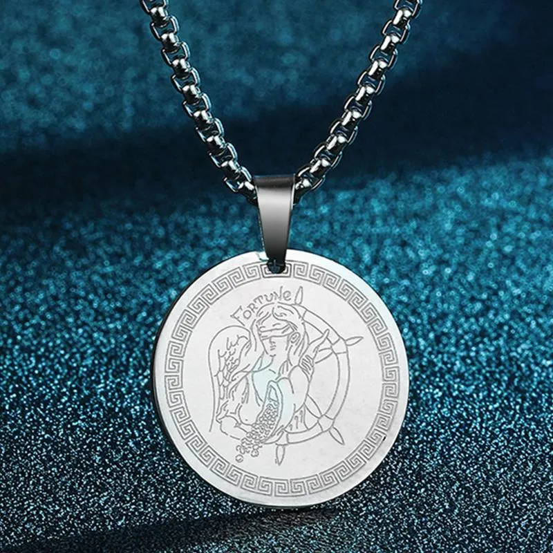 Pendant Necklaces Roman Goddess Of Luck - Fortuna Necklace Women Men Stainless Steel Ancient Greek Tyche Amulet Charm Neck ChainPendant
