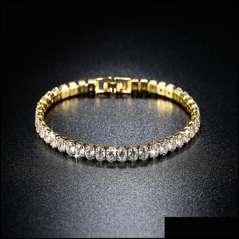 18K White/Yellow Gold Plated Sparkling Cubic Zircon CZ Cluster Tennis Bracelet Fashion Womens Jewelry for Party Wedding276E