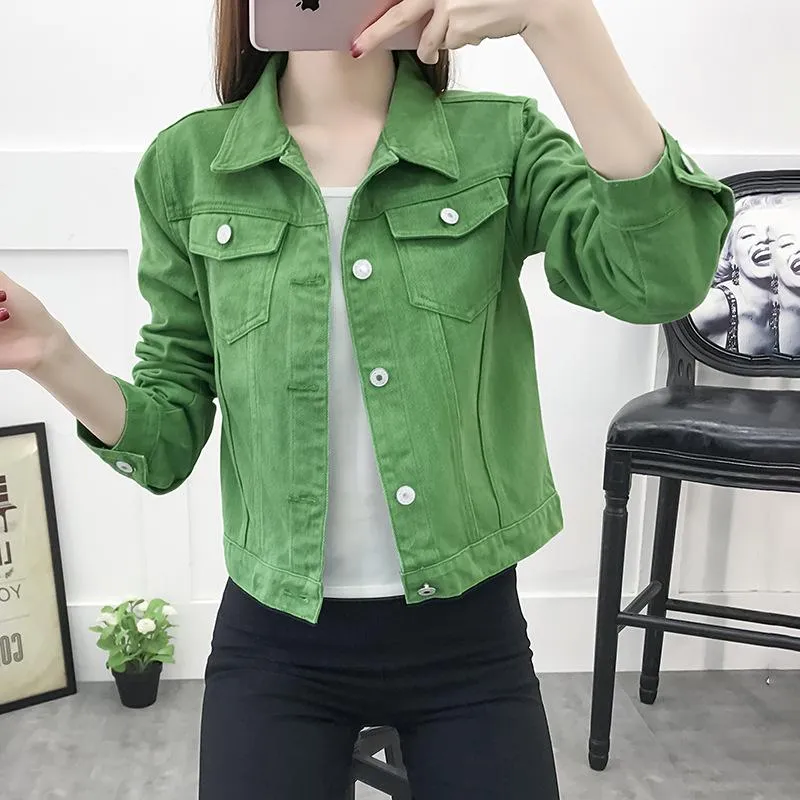 Ladies green deals denim jacket