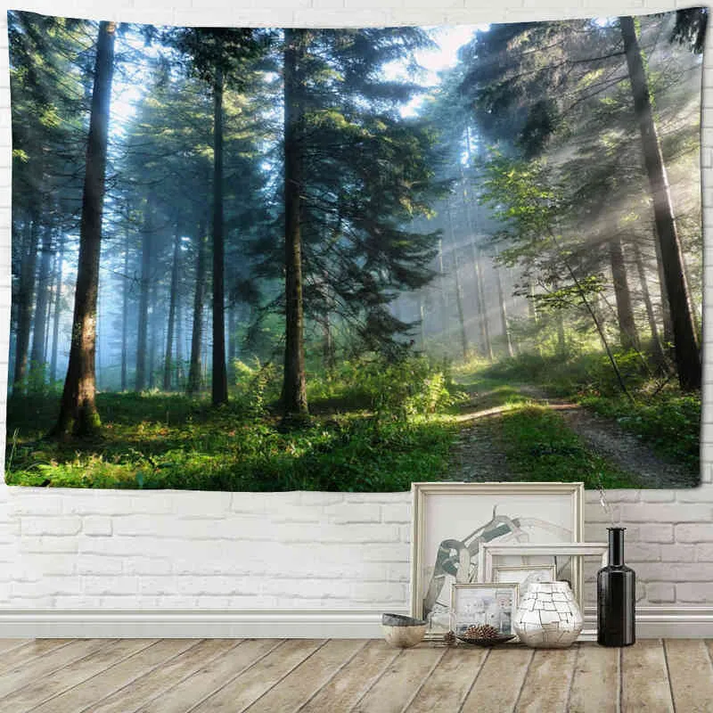 Кемпинг палатка для спального коврика домашний декор спреда настенный ткань психоделический лесной ковер висящий пляжный коврик для пикника J220804
