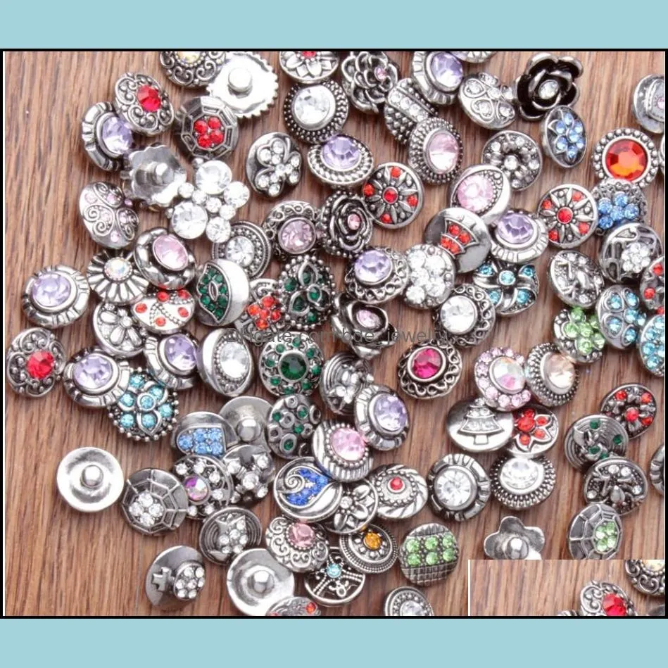 12MM Snap button Mixed Style Diy Interchangeable Jewelry Snap Chunk Charm Button Fit Noosa Ginger Snap Bracelets Wholesale