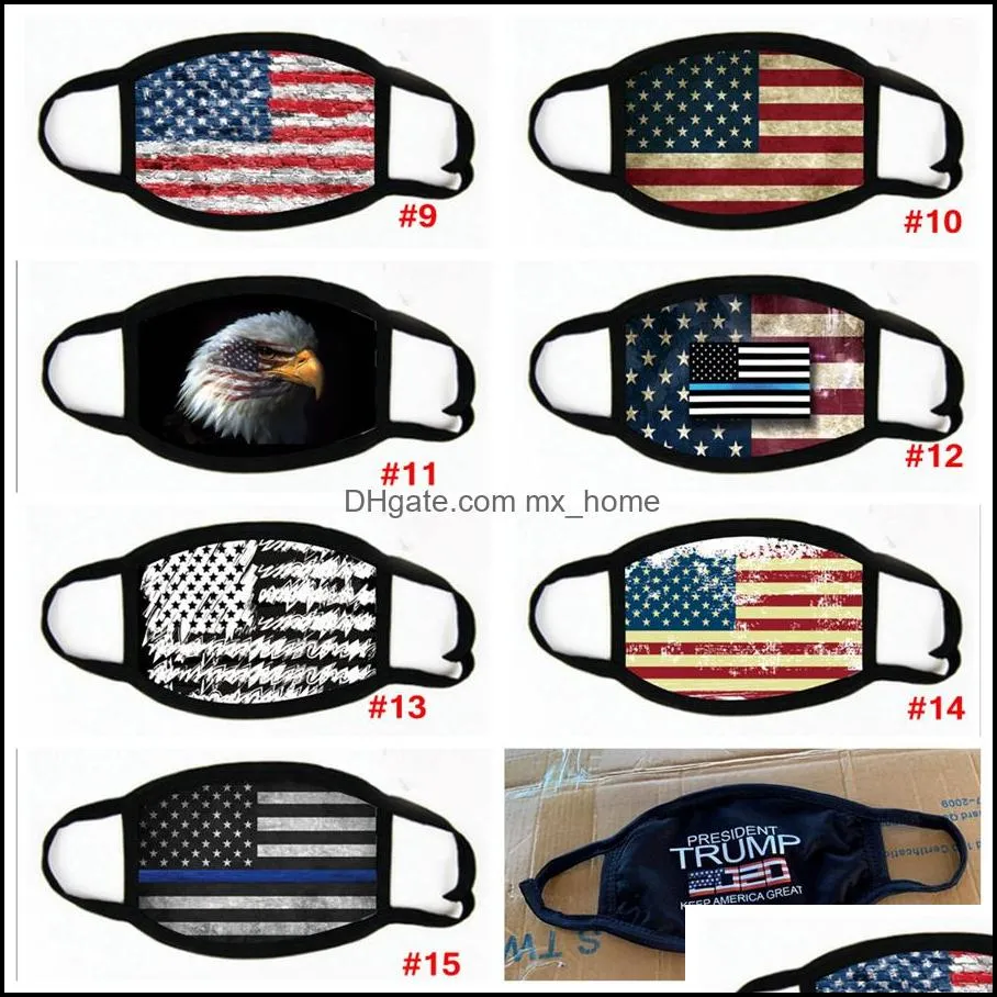 Trump America Face Mask Cartoon Printed Reusable USA flag 3D leopard print Anti Dust Washable Outdoor Mouth Cover Designer Masks