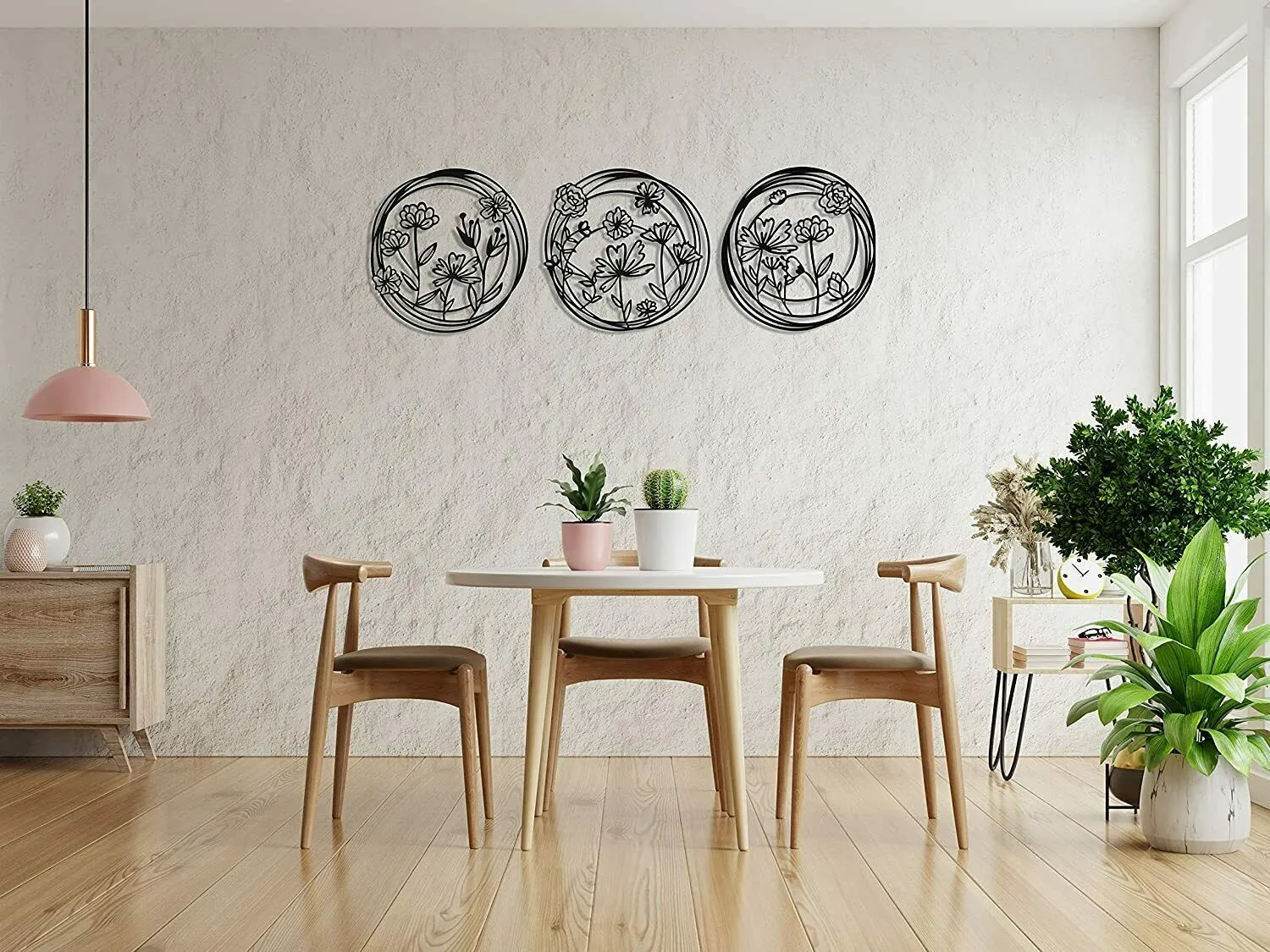 Decoração de parede Blommor, conjunto de flores de primavera, arte de metal para parede, decoração de parede com flores