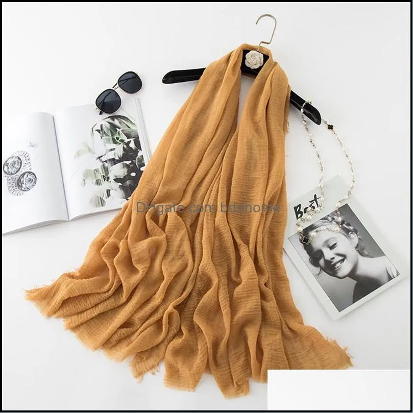 1PCS Autumn Winter Korean Woman Pure Color Scarf Ladies Headband Cotton And Linen Scarf 30 Colors Huge 180*100cm Hot Sale