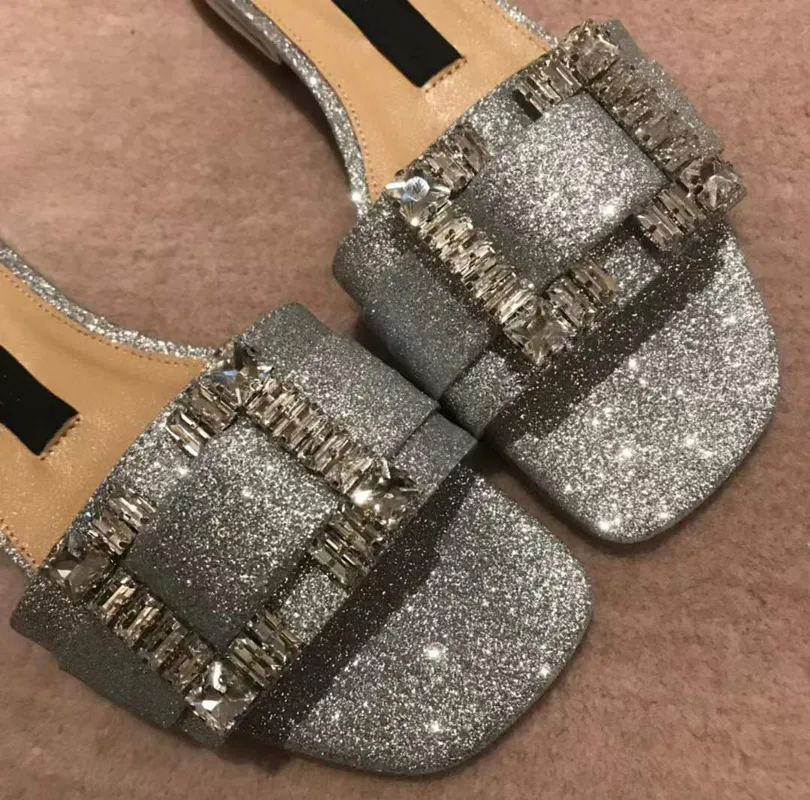 Silver sparkly online slippers