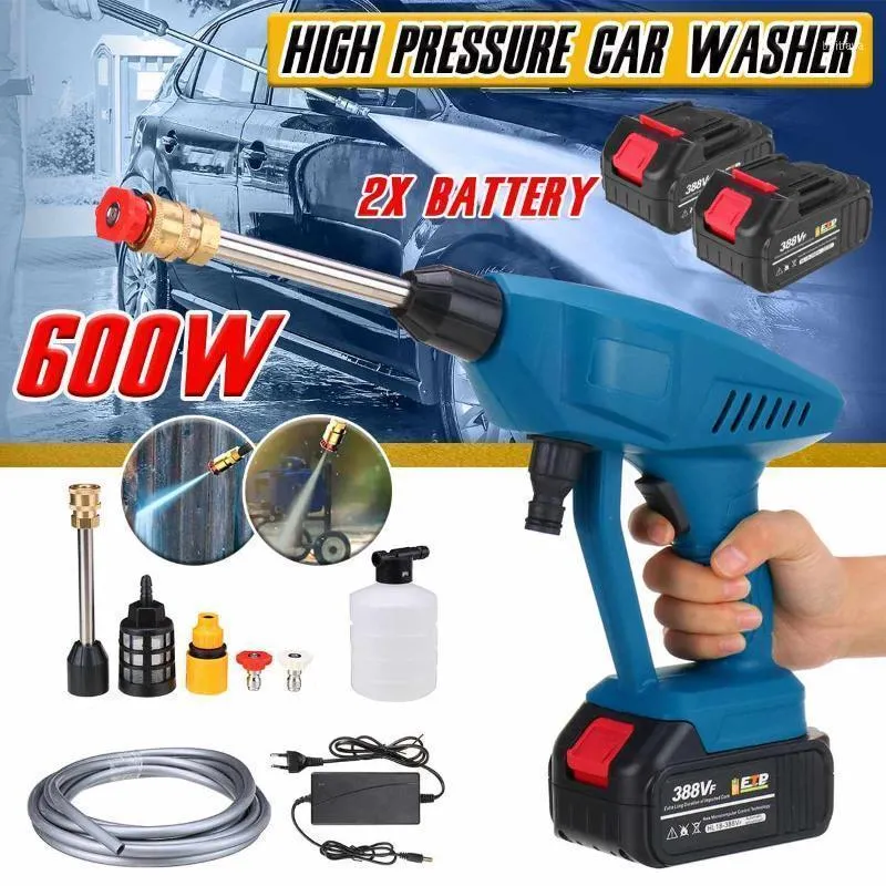 Professional Spray Guns Black/Blue 600W 24V Cordless Electric Car Washer Machine Kit Portable High Pressure Power Washing Garden Wash Water