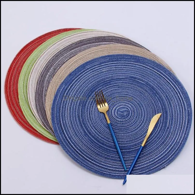 round insulation pad solid placemats linen non slip table mats kitchen accessories decoration home pads coaster wll493