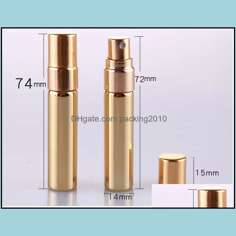 200pcs 5ml UV Gold Silver Black Perfume Atomizer Empty Travel Bottle Parfum Women Pocket Spray Refillable Glass Bottles High quality