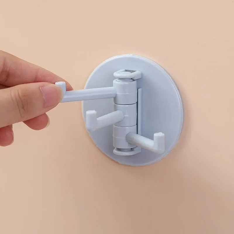 Rotary Hooks Triple Hook Strong Viscose Towel Hanger Bathroom Wall Rack Perforation-Free Non-Trace Hook