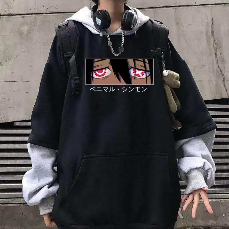 Luvtröjor herr Tröjor Anime Fire Forc Benimaru Shinmon Eyes Hoodie med tryck unisex Rolig långärmad hiphoptröja herr