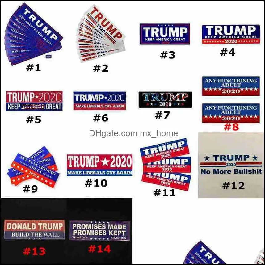 Donald Paraurti Bandiere Elezione Adesivi per auto 7.6 * 22.9Cm Adesivo Keep Make America Great Decal For Styling Vehicle Paster Drop Delivery 2021 Ban