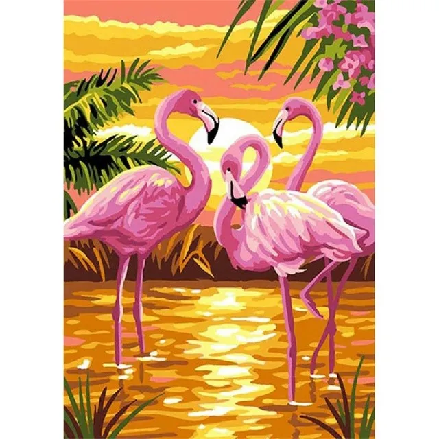 Kits De Peinture Au Diamant Grande Taille, Coucher De Soleil Flamant Rose Diamond Painting Complets Strass Broderie Point De Croix Sur En Toile Art Pour Salon Chambre Bureau La Décor 40x100cm(16x40in