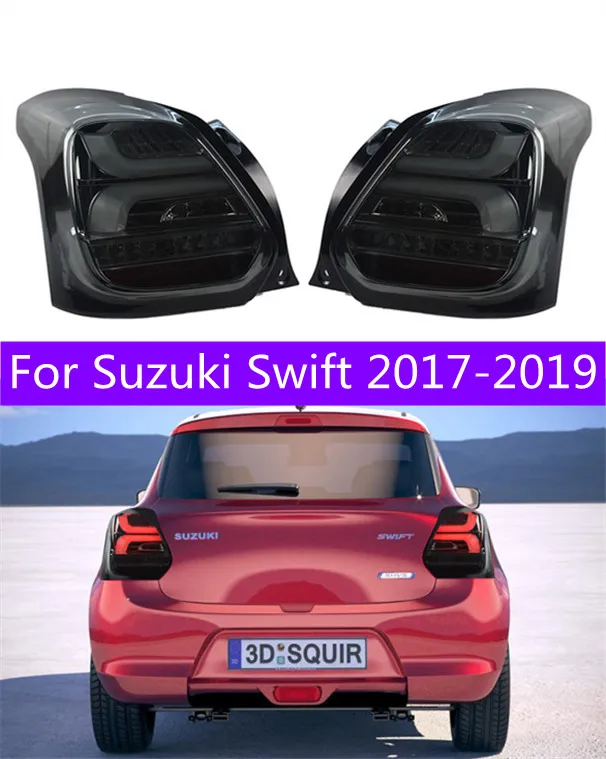 Suzuki Swift 17-19 리어 타일 라이트 안개 램프 브레이크 라이트 역 동적 차환 신호 전구에 대한 자동차 LED 테일 조명 어셈블리