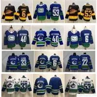 95 Vancouver Canucks Jersey 40 Elias Pettersson 6 Brock Boeser 53 Bo Horvat 22 Daniel Sedin Black 50th Season Stitched Ice Hockey Jerseys