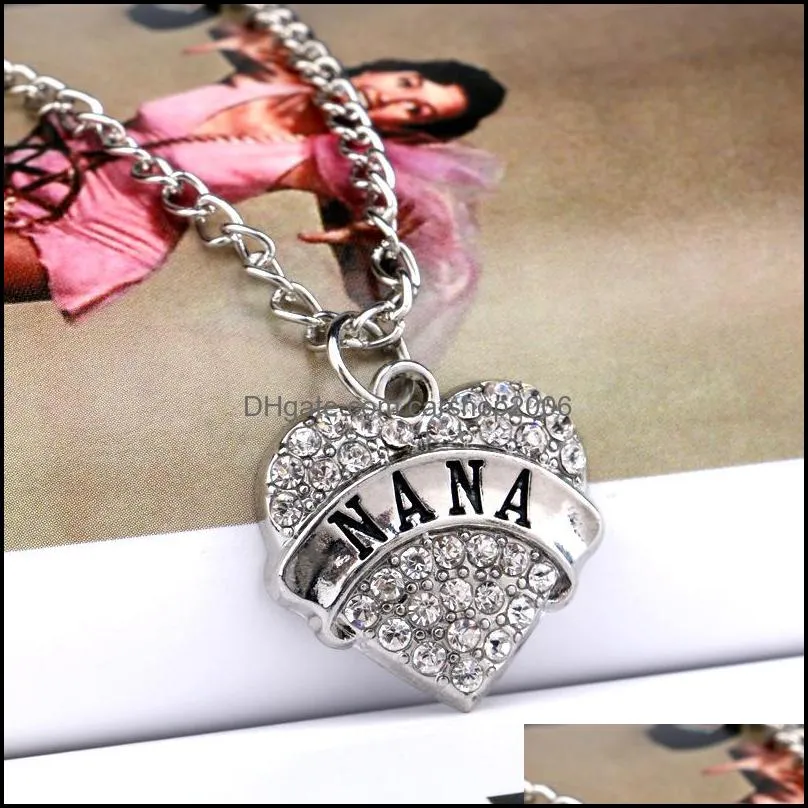 english letter necklace necklaces jewelry hot sale crystal heart pendants silver chain family members necklaces for women girl 0684wh