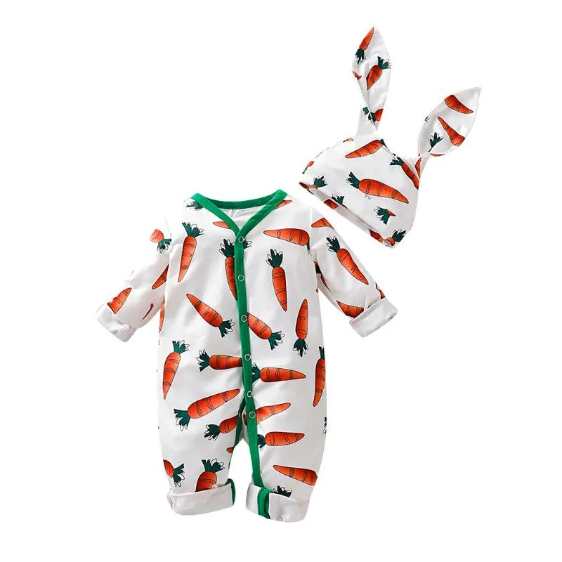Clothing Sets Easter Baby Girl Clothes Set Infant Boys Girls Cute Cartoon Carrot Print Romper Ears Hat OutfitsClothing ClothingClothing Clot