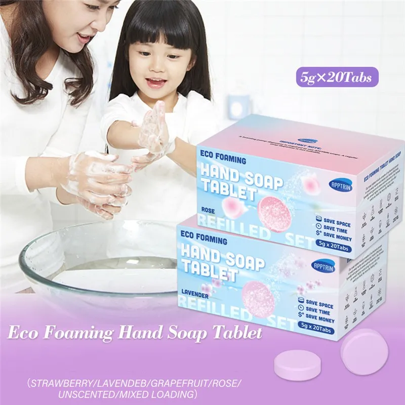 Hand Soap Tablet Automatic Foam Soaps Dispenser Hand Wash-refill 1Pcs for 250ml Rose Lavender Grapefruit Strawberry Unscented 5 Scents