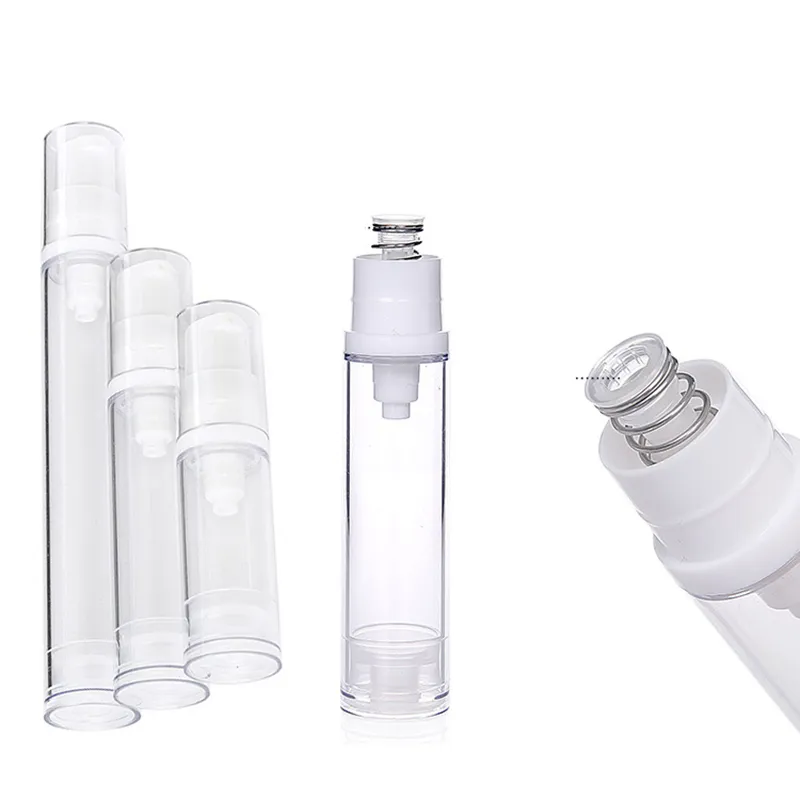 5 ml 10 ml 15 ml voyageant cosmétique bouteille emballage vide pompe sans air bouteilles en plastique vide pression pulvérisation crème pour les yeux lotion maquillage emballage pour voyageur