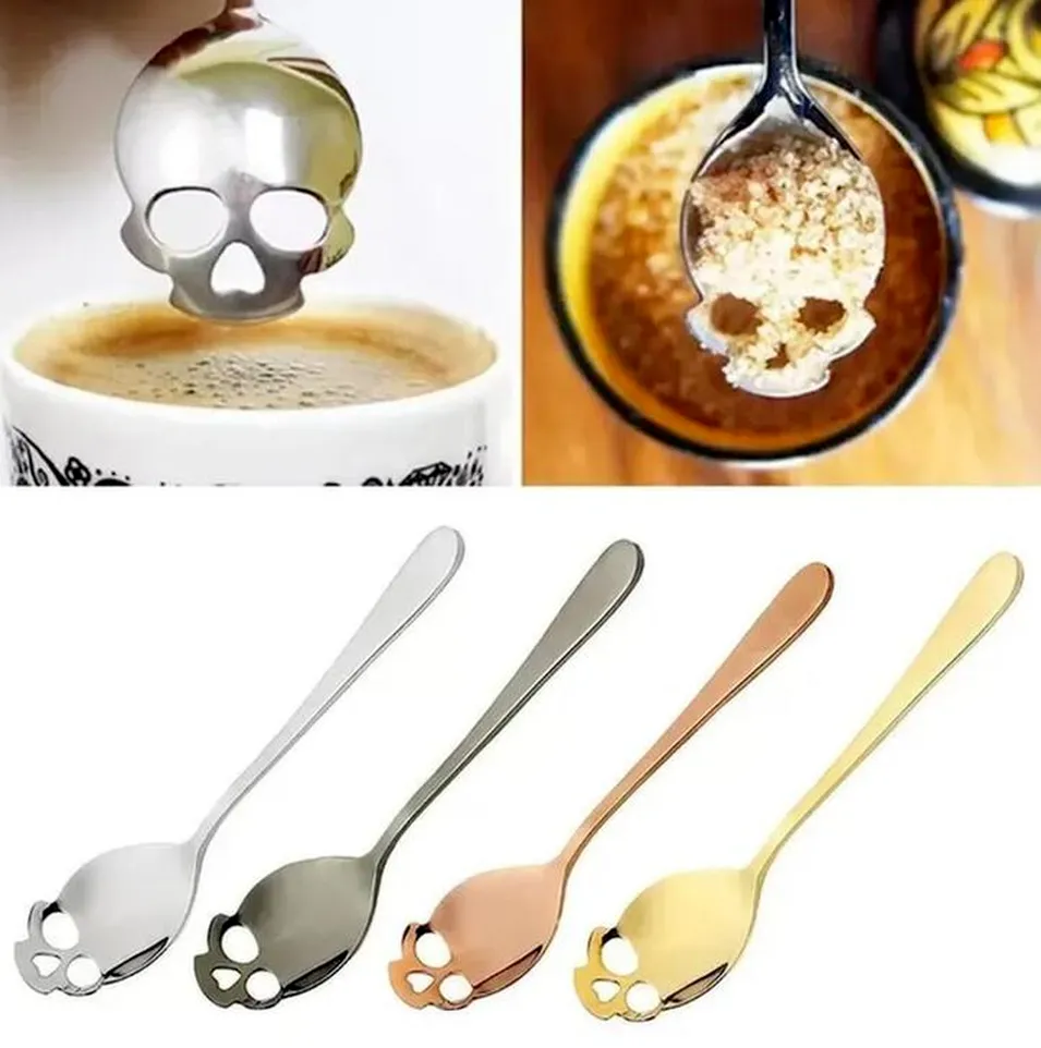 DHL Sugar Skull Tea Spoon Suck Suck Coffee Spoons Dessert Spoon мороженое посуда Colher Kitchen Accessories 100 шт. F0526Q14