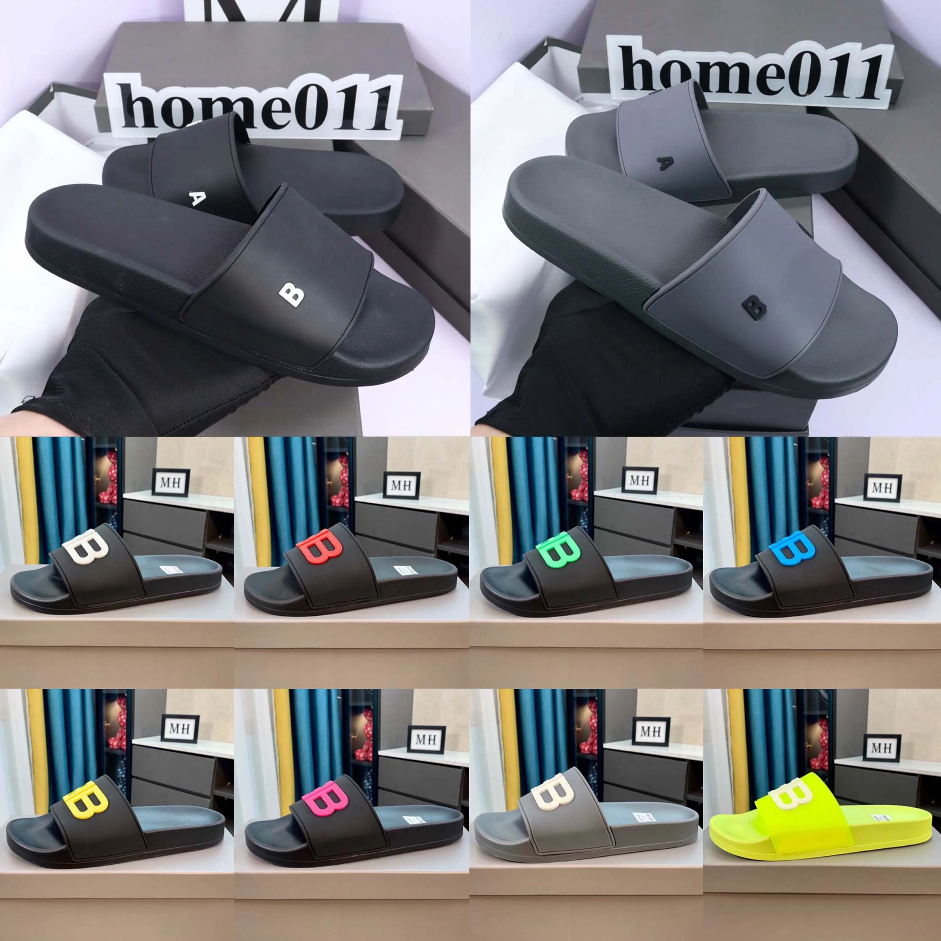 2023 New Paris Alphabet Men e feminino Slippers Non Slip and Durable One Word Beach Loves Outwear Sandals