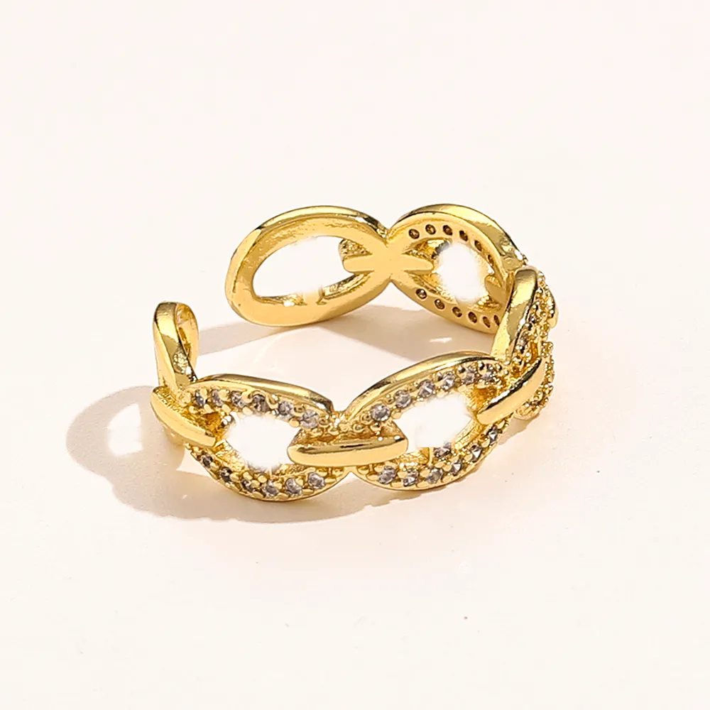 W nowym stylu pierścionki kobiety kocha Charms biżuteria ślubna dostarcza kryształowy diament 18K pozłacana miedź palec regulowany pierścień luksusowe akcesoria ZG1253